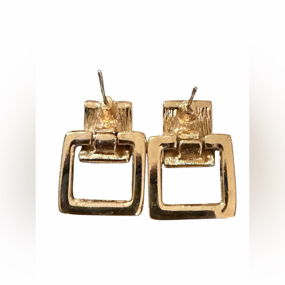 Givenchy Vintage Belt Buckle Post Back Gold Plated Earrings (For Pierced Ears) - Picture 7 of 9